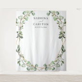 Eucalyptusbladeren Geometrische Trouwfotobackdrop Wandkleed (Voorkant)