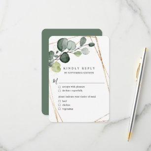 Eucalyptusbladeren Goud Geometrisch met maaltijd RSVP Kaartje