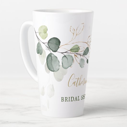 Eucalyptusbladeren Gouden Bloem Bruidsdouche Latte Mok (Linkerhoek)