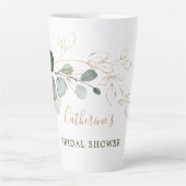 Eucalyptusbladeren Gouden Bloem Bruidsdouche Latte Mok (Voorkant)