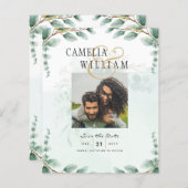 Eucalyptusbladeren GOUDEN BRUILOFT QR CODE BEGROTI (Voorkant / Achterkant)