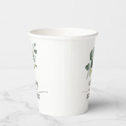 Eucalyptusbladeren groen elegant minimalistisch papieren bekers (Rechts)