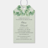 Eucalyptusbladeren. Groen gebladerte Vrijgezellenf Cadeaulabel (Voorkant)