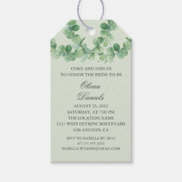 Eucalyptusbladeren. Groen gebladerte Vrijgezellenf Cadeaulabel