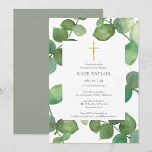 Eucalyptusbladeren Groene Doop Christening Kaart