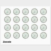 Eucalyptusbladeren Groene Huwelijk Ronde Sticker (Vel)
