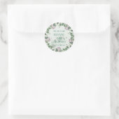Eucalyptusbladeren Groene Huwelijk Ronde Sticker (Tas)