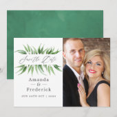 Eucalyptusbladeren Groene Huwelijk Save The Date (Voorkant / Achterkant)