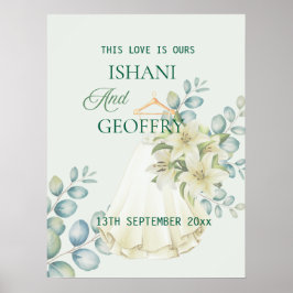 Eucalyptusbladeren Groene Huwelijks Welkomstbord Poster