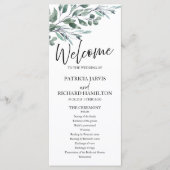 Eucalyptusbladeren groene huwelijksprogramma's 4x9 programmakaart (Voorkant)