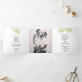 Eucalyptusbladeren groene waterverf bruiloft drieluik programma (Binnen)