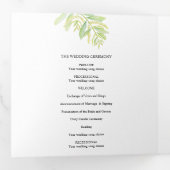 Eucalyptusbladeren groene waterverf bruiloft drieluik programma (Binnenzijde eerst)