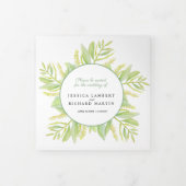 Eucalyptusbladeren groene waterverf bruiloft drieluik programma (Cover)