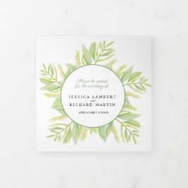 Eucalyptusbladeren groene waterverf bruiloft drieluik programma