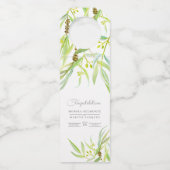 Eucalyptusbladeren groene waterverf bruiloft flessenhanger (Voorkant)