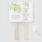 Eucalyptusbladeren groene waterverf bruiloft handwaaier (Voorkant en achterkant)