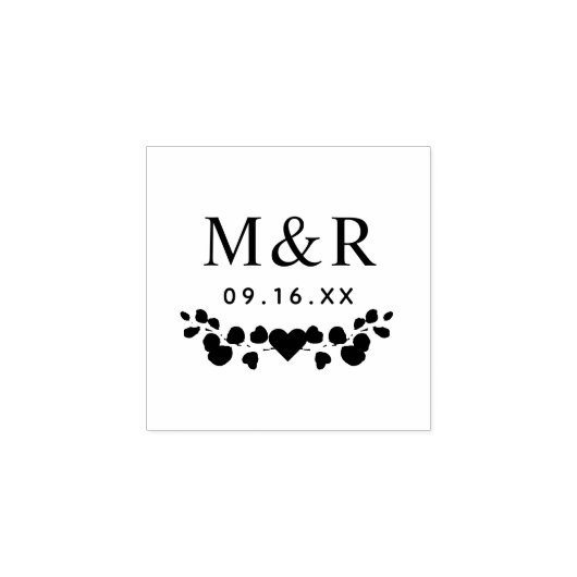 Eucalyptusbladeren Koppels Monogram Rubberstempel (Afrduk)