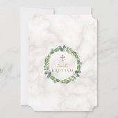 Eucalyptusbladeren Krans Kruis Marmer Doop Kaart (Achterkant)