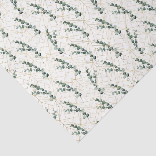 Eucalyptusbladeren met een gouden geometrisch patr tissuepapier (Detail)