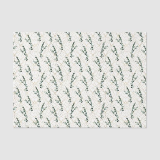 Eucalyptusbladeren met een gouden geometrisch patr tissuepapier (Voorkant)