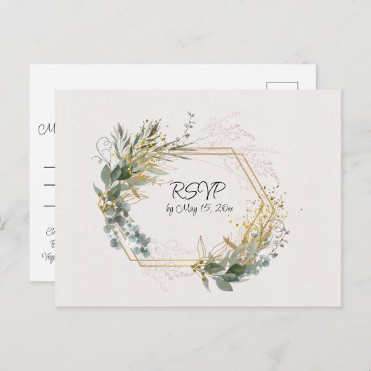 Eucalyptusbladeren met gouden accenten en Lijst Briefkaart (Voorkant / Achterkant)