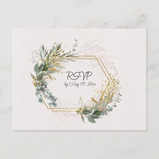 Eucalyptusbladeren met gouden accenten en Lijst Briefkaart (Voorkant)