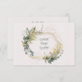 Eucalyptusbladeren met gouden accenten en Lijst Save The Date (Voorkant / Achterkant)