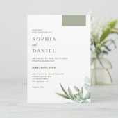 Eucalyptusbladeren Minimalistische Trouw Uitnodigi Kaart (Staand voorkant)