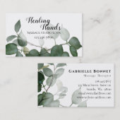 Eucalyptusbladeren, moderne botanische chemicaliën visitekaartje (Voorkant / Achterkant)