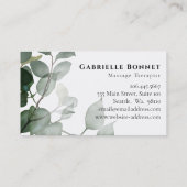 Eucalyptusbladeren, moderne botanische chemicaliën visitekaartje (Achterkant)