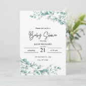 Eucalyptusbladeren, neutrale tonen, baby shower kaart (Staand voorkant)