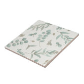 Eucalyptusbladeren op waterverf-beige achtergrond tegeltje (Zijkant)