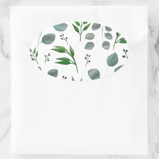 Eucalyptusbladeren Ovale Sticker (Tas)