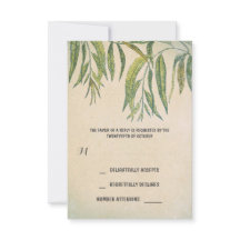 eucalyptusbladeren rustieke buiten trouw-RSVP-kaar