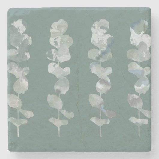 Eucalyptusbladeren Stenen Onderzetter (Voorkant)