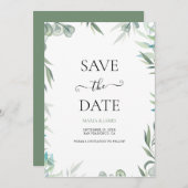 Eucalyptusbladeren Trouwdag Save The Date (Voorkant / Achterkant)