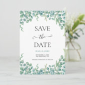 Eucalyptusbladeren Trouwdag Save The Date (Staand voorkant)