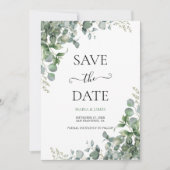 Eucalyptusbladeren Trouwdag Save The Date (Voorkant)