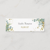 Eucalyptusbladeren van groen en goud mini visitekaartje (Voorkant)