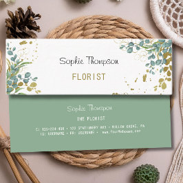 Eucalyptusbladeren van groen en goud mini visitekaartje