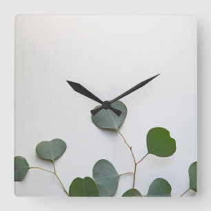 Eucalyptusbladeren verticaal vierkante klok
