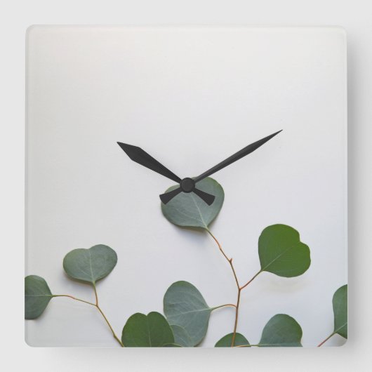 Eucalyptusbladeren verticaal vierkante klok (Voorkant)