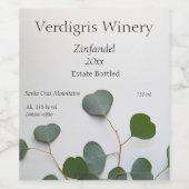 Eucalyptusbladeren verticaal wijn etiket (Enkel label)