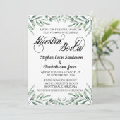 Eucalyptusbladeren voor Spaanse bruiloft Nuestra B Kaart (Staand voorkant)