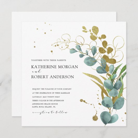 Eucalyptusbladeren Weddenschap Kaart (Voorkant / Achterkant)