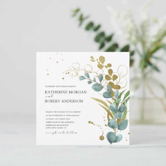 Eucalyptusbladeren Weddenschap Kaart (Staand voorkant)