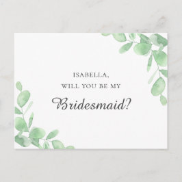 Eucalyptusbladeren. Wil je mijn bruidsmeisje zijn Briefkaart