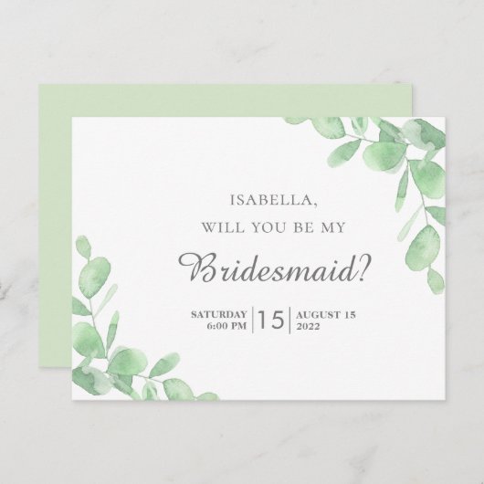 Eucalyptusbladeren. Wil je mijn bruidsmeisje zijn Briefkaart (Voorkant / Achterkant)