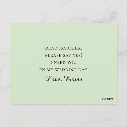 Eucalyptusbladeren. Wil je mijn bruidsmeisje zijn Briefkaart (Achterkant)