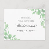 Eucalyptusbladeren. Wil je mijn bruidsmeisje zijn Briefkaart (Voorkant)